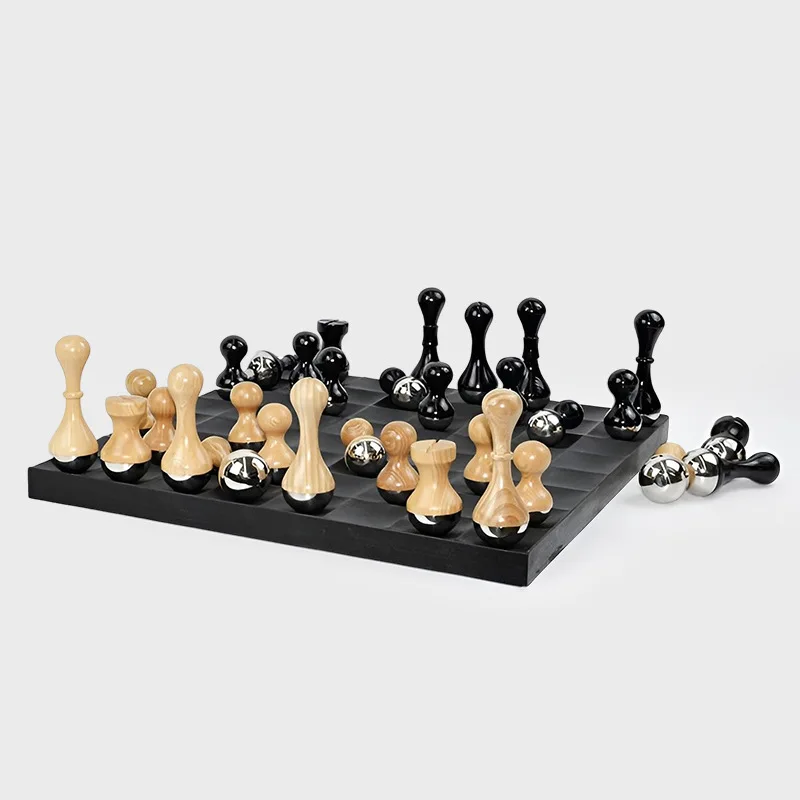 Light luxury marble wooden chessboard ornament, study desktop in the sales office of the model house