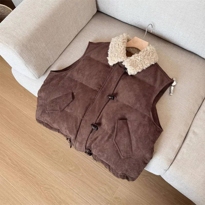 

New Women's Vests Down Cotton Sleeveless Vest Jacket in Autumn and Winter Plus Size Loose Design with Lapel Loose Vest Jacket