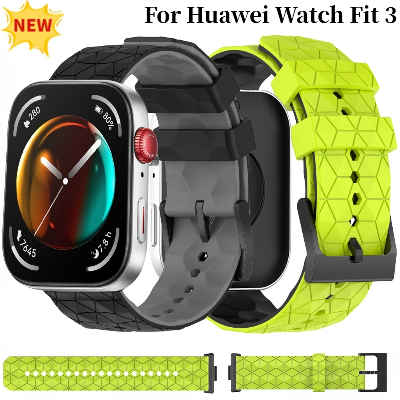 Football Pattern Silicone Strap For Huawei Watch Fit 3 Sports Replacement Soft Bracelet Wristband For Huawei Watch Fit 3 Correa