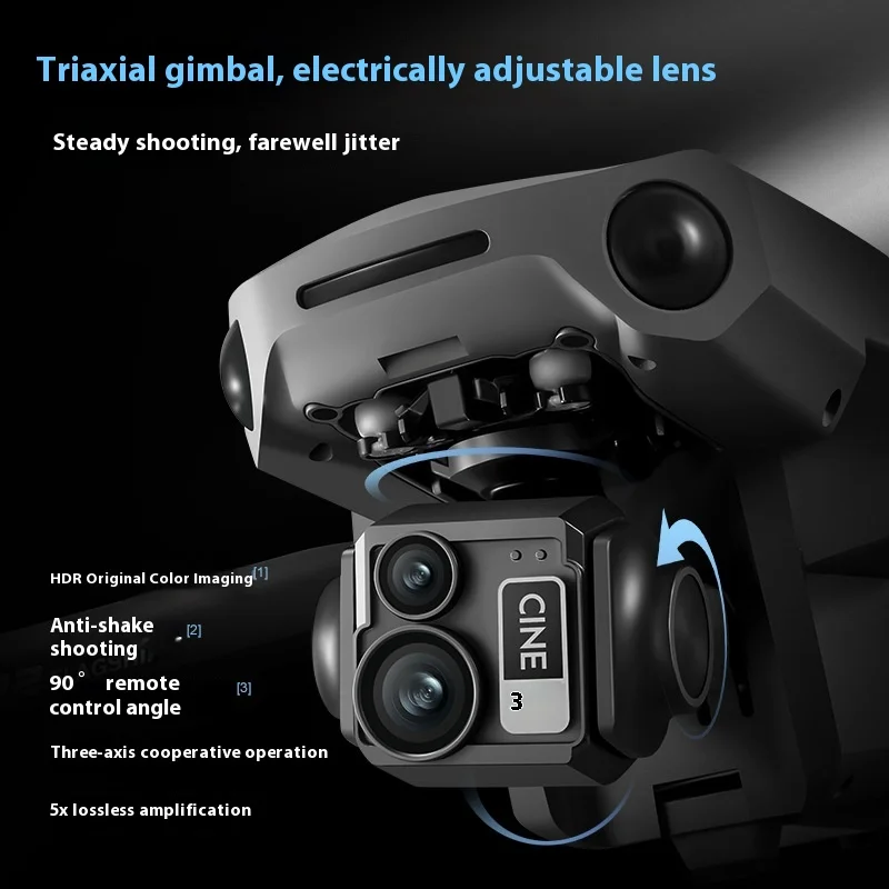 D12 Three-Axis Gimbal Drone, 7.2-Inch Brushless Relay Aerial Photography Vehicle With Touch Screen, Gps Obstacle Avoidance - Image 2