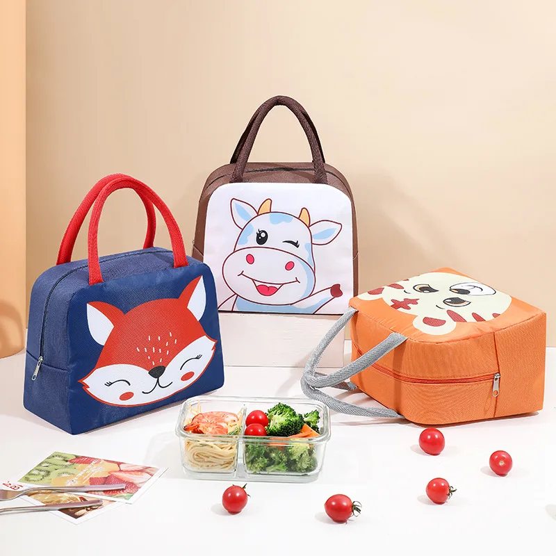 Cartoon Rabbit Lunch Box Bag, Portable Thermal Insulation Bag, Fox Pattern Bento Bag, Bring Rice Bag To Work and School