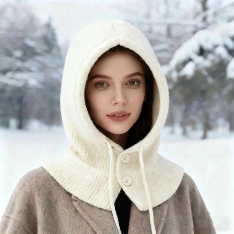 الشتاء الدافئة مقنعين وشاح قبعة متماسكة بالاكلافا للنساء الرجال الشتاء الرقبة الجراميق قبعة الجمجمة قبعة الرباط الرقبة أدفأ الموضة