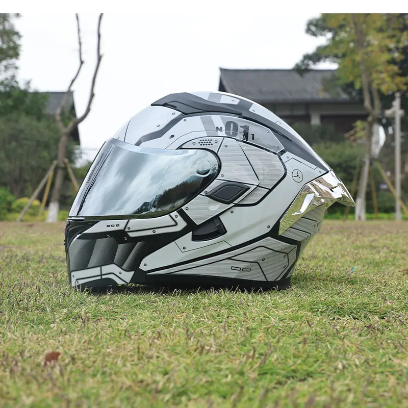 ORZ-169B-Flip Up Motorbike Helmet Dual Visor Design Unisex ABS Hard Shell DOT Approved All Weather Ventilated Riding Headgear
