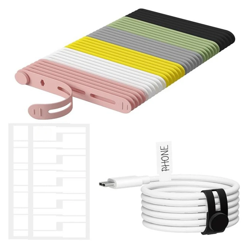 Cable Ties - Silicone Cable Ties, Data Cable Storage Straps, Suitable for Wire Organization in Travel, Home