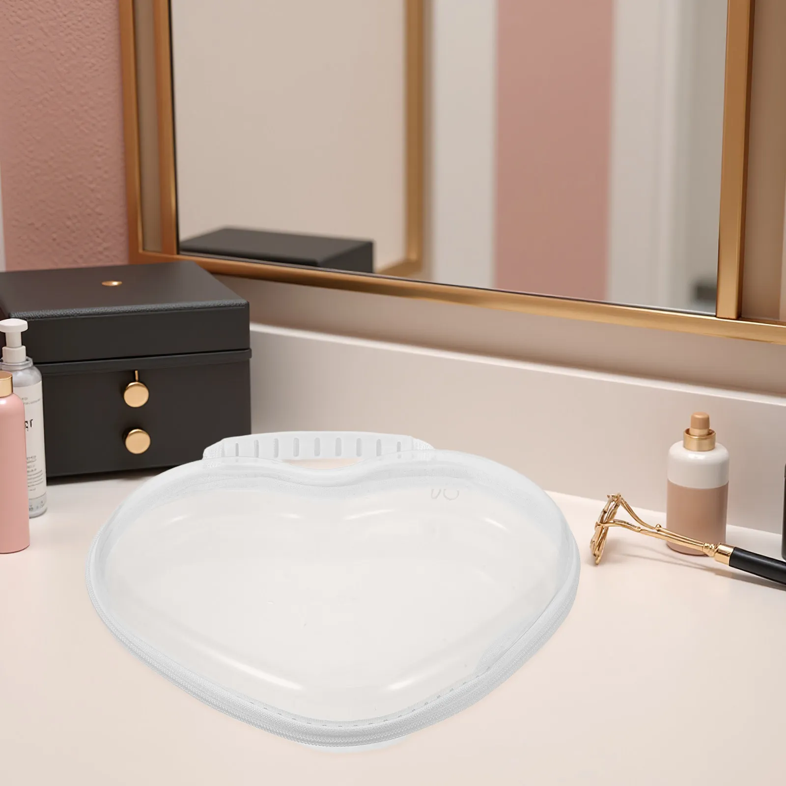 

Портативная прозрачная жесткая дорожная сумка-органайзер в форме сердца на молнии для косметики и туалетных принадлежностей, женская косметичка-органайзер