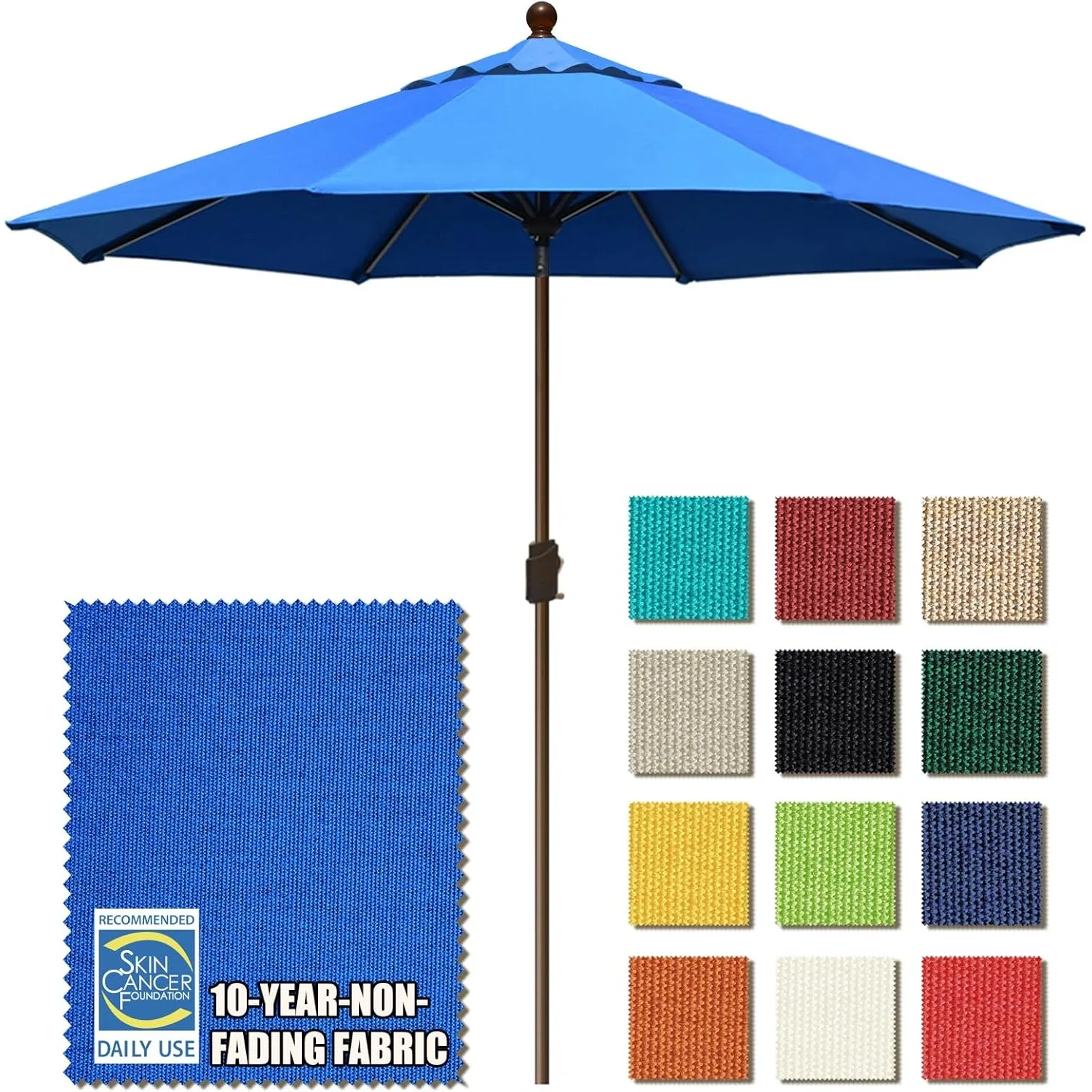 EliteShade USA 10-Year-Non-Fading 9Ft Market Umbrella Patio Umbrella Outdoor Table Umbrella with Ventilation Royal Blue