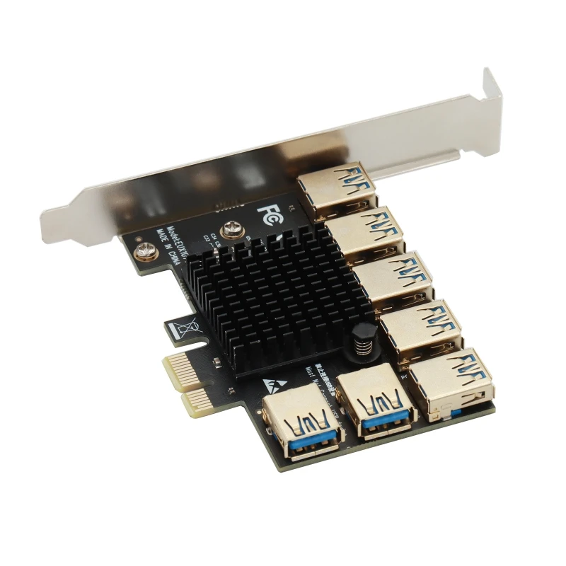 

7-портовый удлинитель PCI-E, переходник PCI-E от 1x до 16x, кабель USB для передачи данных, 16 слотов, карта для майнинга с