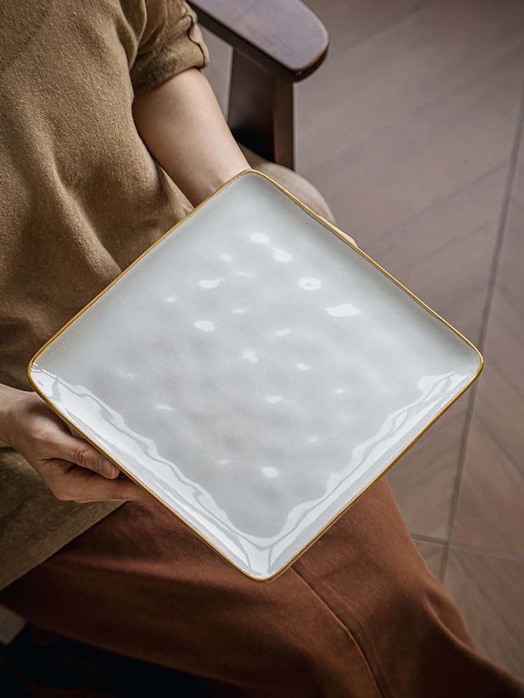 

Керамическая тарелка с водной волной, квадратное блюдо, тарелка для стейка, тарелка для десерта, высокое качество