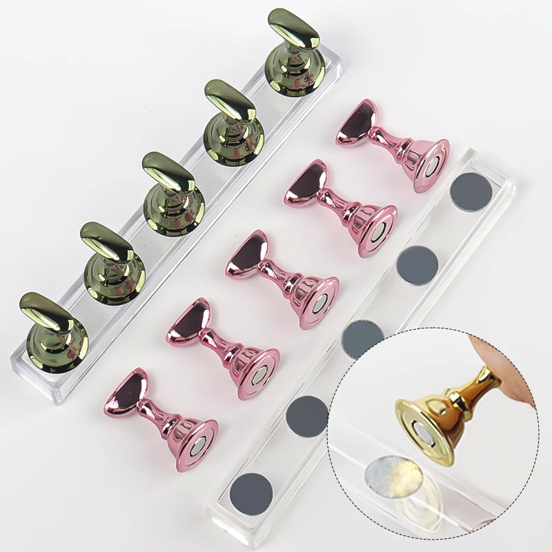 5 Stück Schach-Magnet-Nagelhalter, Acryl-Nagelspitzen-Übungs- und Präsentationsständer, Gel-Nagellack-Display-Ständer, Maniküre-Werkzeuge – Detail 3