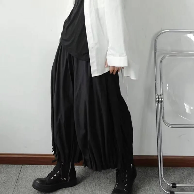 

New Non-Mainstream Autumn Wide-Leg Men's Spring Pants And Personality Pleated Casual Super Loose Large Size Nine Minutes Pants