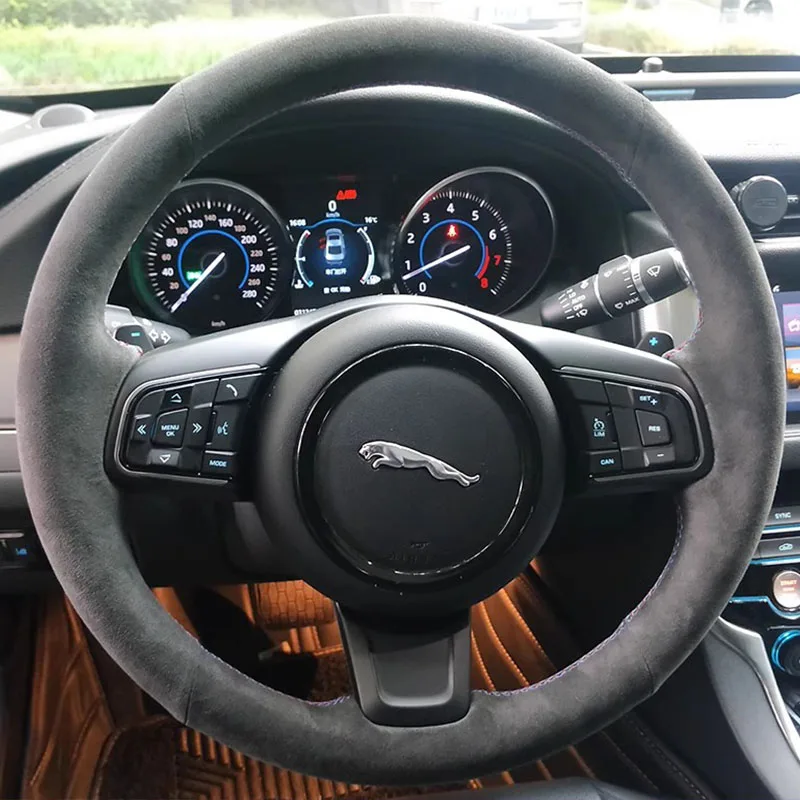 

Hand Stitched Genuine Leather suede non-slip Car Steering Wheel Cover For Jaguar XFL XE XJL F-PACE XKR E-PACE F-Type auto parts