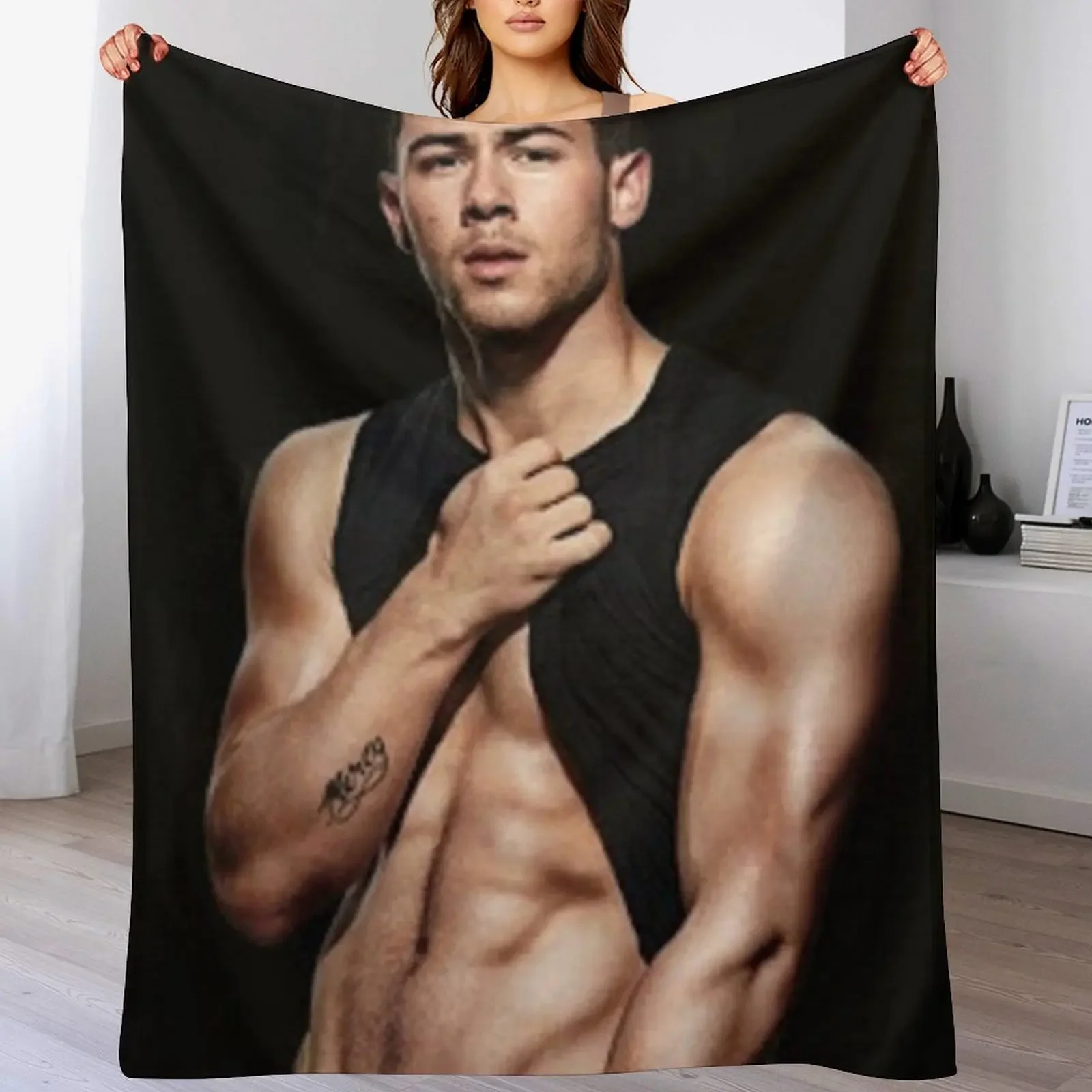 

Nick Jonas Throw Blanket wednesday For Decorative Sofa Hairys cosplay anime Blankets