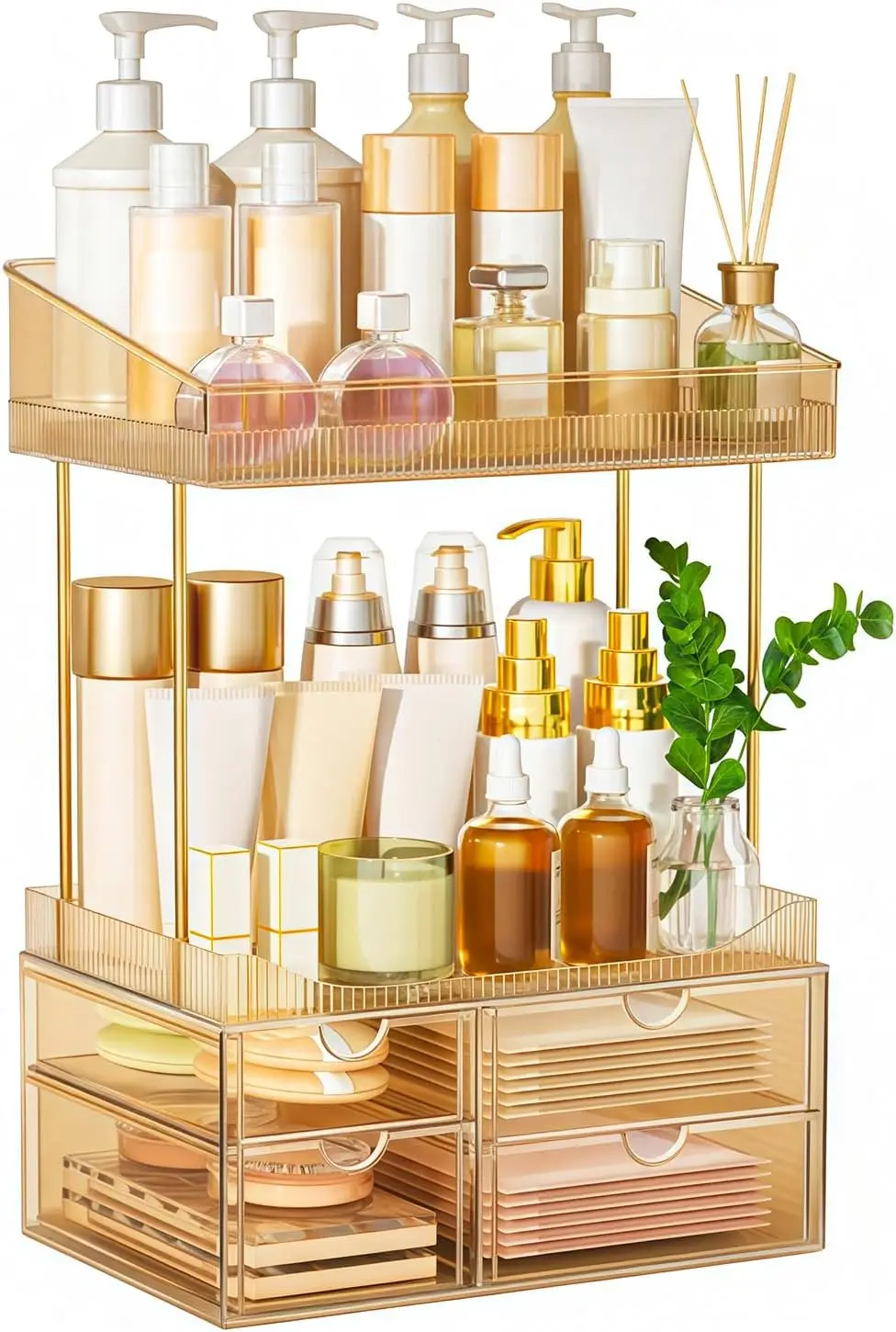 

4 Drawers Makeup Organizer - 4 Tier Makeup Storage, Cosmetics Organiser, Ideal for Cosmetic, 4 Dividers with Drawers for