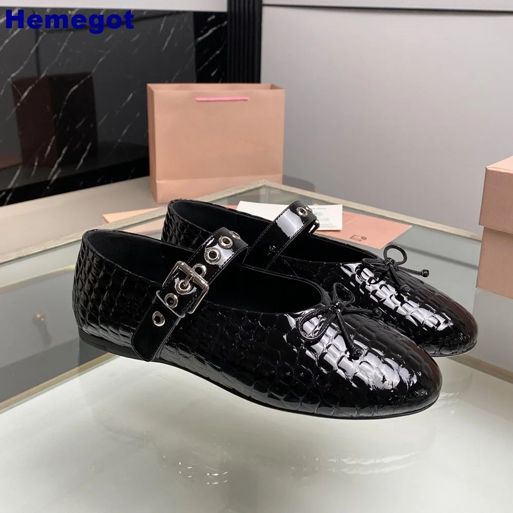 

Genuine Leather Bow Ladies Mary Janes 2024 Summer New Round Toe Rivet Buckle Sports Casual Flat Shoe Fashion Ladies Ballet Shoes