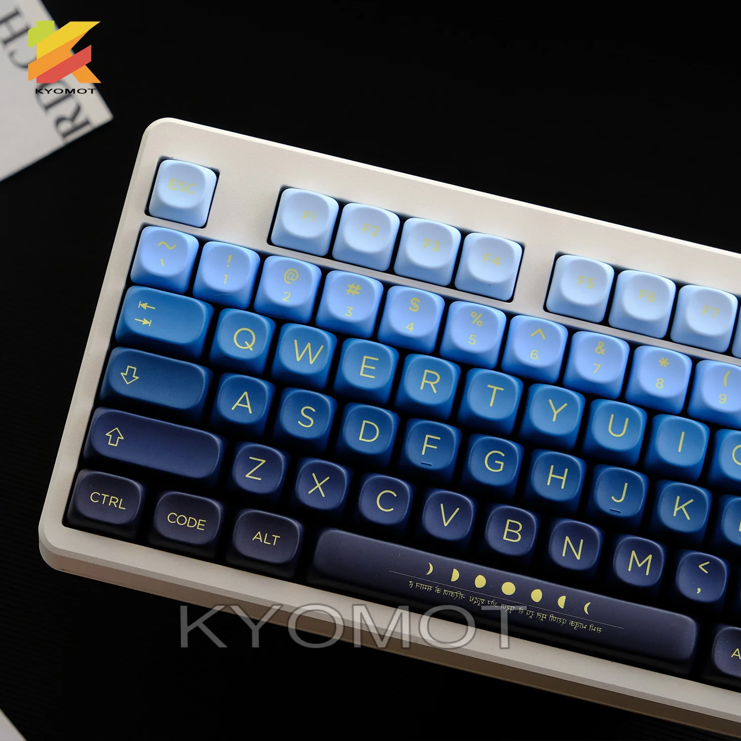 KYOMOT 125 Keys Moonrise Keycap XOA Profile PBT Dye Sub Golden Moon Orbit Keycaps For MX Switches DIY Mechanical Keyboard Gifts