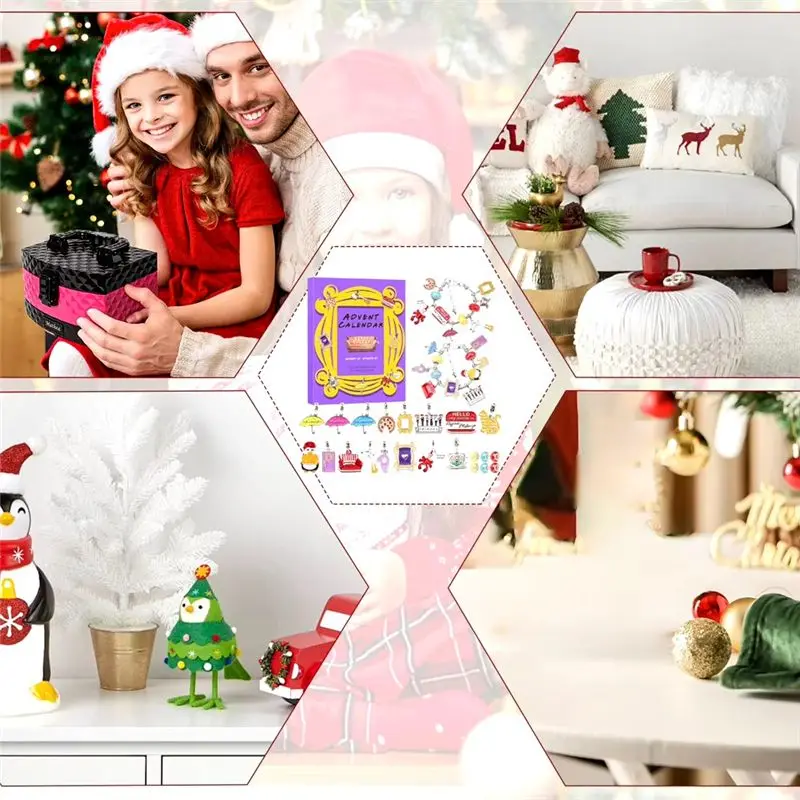 Advents Calendar DIY Christmas Charm Bracelet Christmas Countdown Calendar TV Show Xmas Gift for Women Girl-A57M