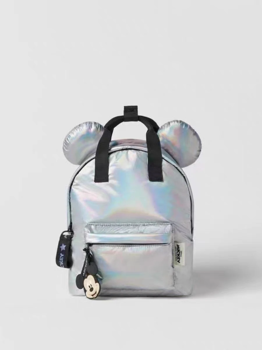 Creative Design Silver Backpack For Children Girl Boy Kindergarten Schoolbag Kids Fashion Disney Mickey Bag Accessory Back Pack