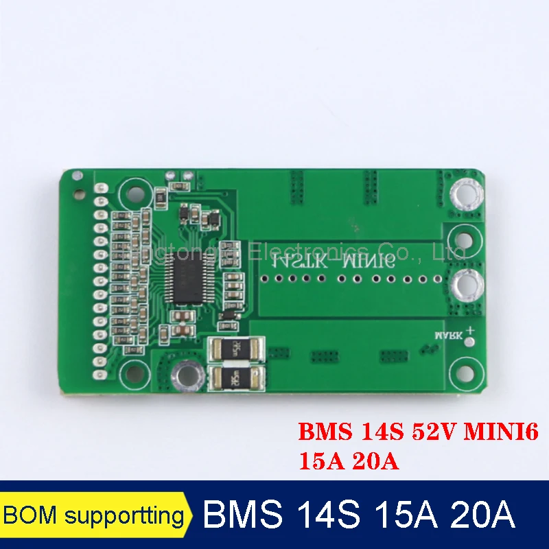 BMS 14S 15A 20A 52V MINI6 MOS Ternary Iron Lithium Battery Charge Protection Board With Balance Temperature Controlpower