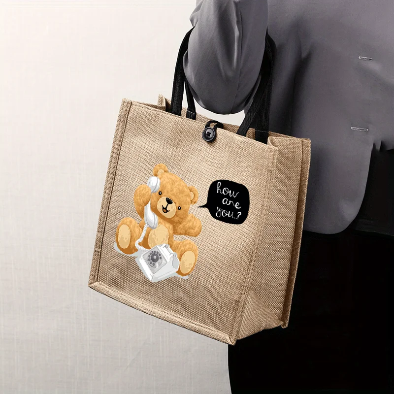 

Luxe Tote Satchel Crossbody Evening Clutch Bag Bear How Are You Today Elegant Weave Ergonomic Grace Partner for Work Necessities