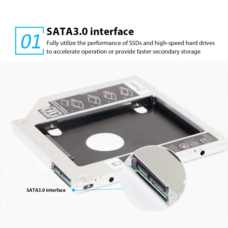 2/1 SZT. Aluminiowa Ramka na Dysk Twardy do Laptopa 9,5 mm Mechaniczny Dysk SATA3 SSD Dysk Półprzewodnikowy Wspornik Montażowy HDD Caddy