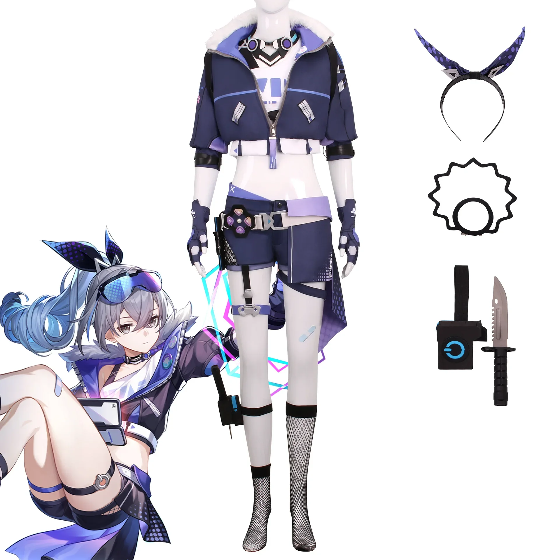 Honkai Impact 3rd Game Star Dome Railway Silver Wolf Same Cosplay Costume Set Anime Stage Performance Costume view 2