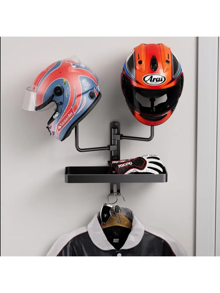 AliExpress 180 Rotating Motorcycle Helmet Rack Wall Mounted with Double Hook Detachable Bicycle Helmet Display Rack