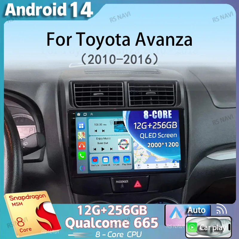 

Android 14 Carplay Auto Car Radio Autoradio for Toyota Avanza 2010-2016 WIFI+4G Navigation GPS Multimedia Player Head Unit 2Din
