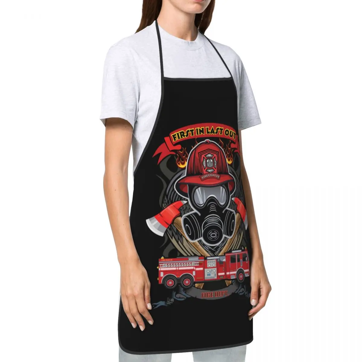 مخصص مريلة خمر الإنقاذ النار اطفاء الجمجمة رجال الاطفاء مآزر للجنسين الكبار الشيف الطبخ المطبخ Tablier المطبخ البستنة