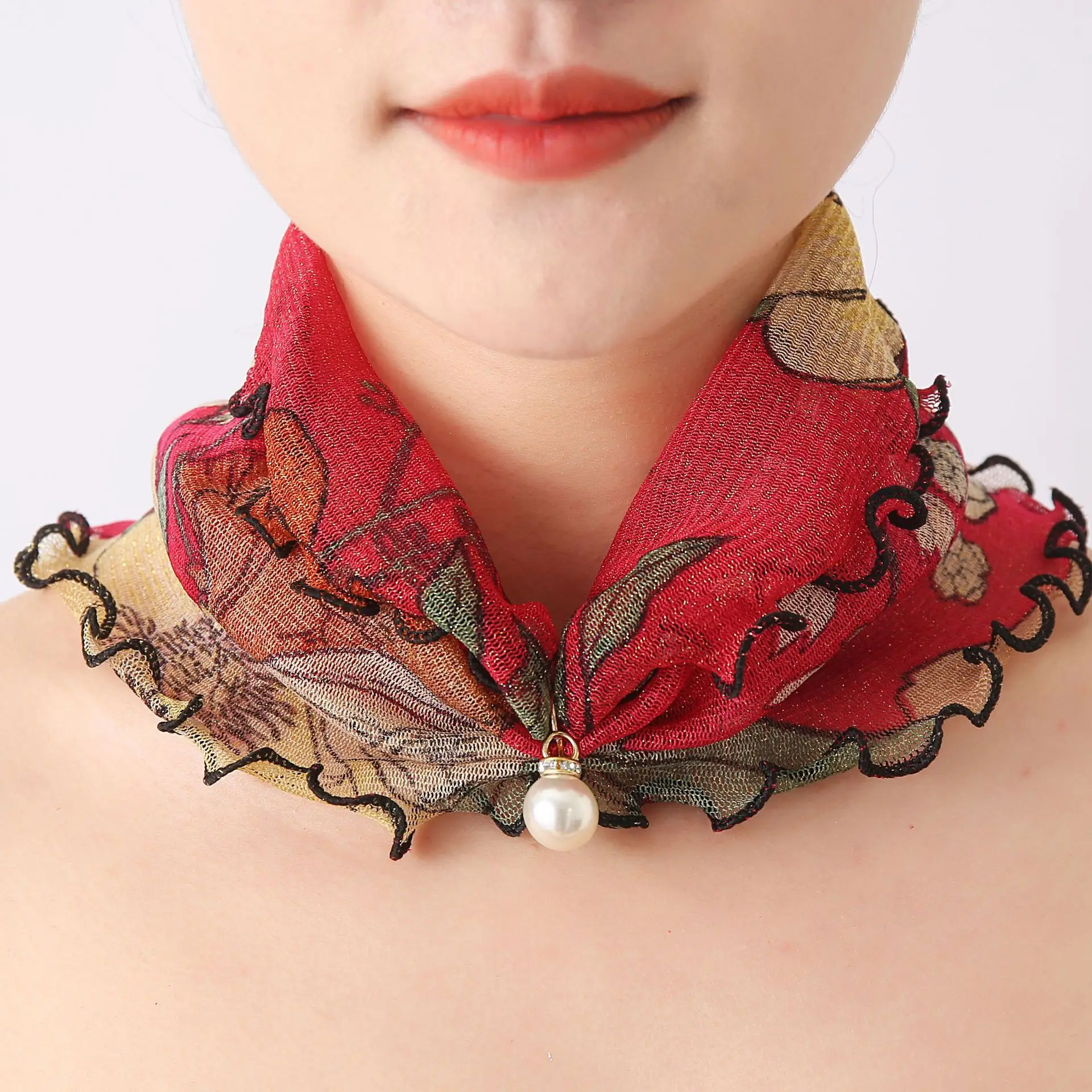 

Stylish Variety Decorate Bandana Dress Silk Scarf Scarf Lace