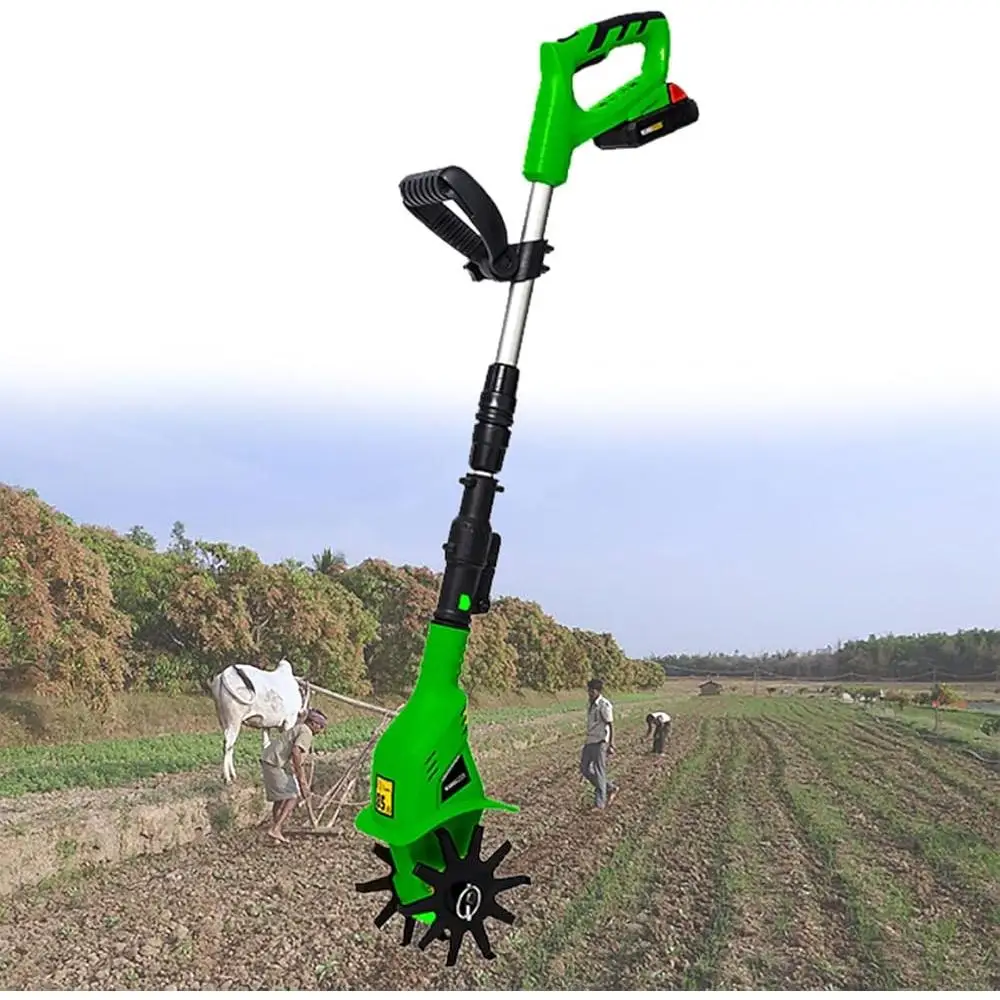 Rotary Cultivator Cordless Garden Tiller Battery Powered Lawn Farm Telescopic Power Cultivator Tool Hand Tiller Soil Mixing or