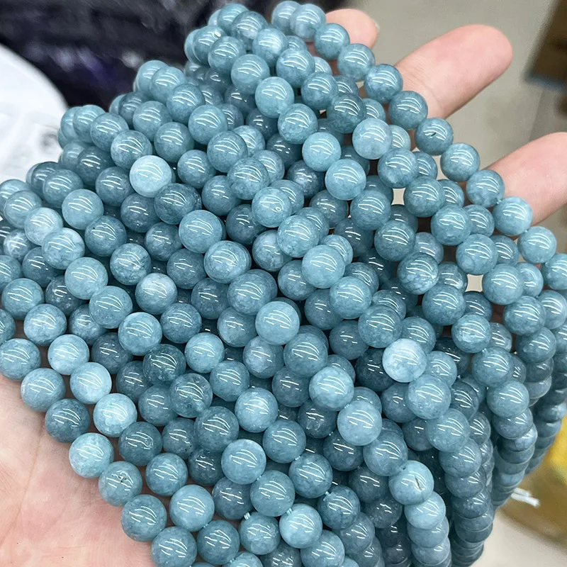 6mm, 8mm, and 10mm Grade Navy Blue Gemstone Jade Pulp Scattered Beads, Natural Stone round Beads, Semi-finished Beading, Handmad