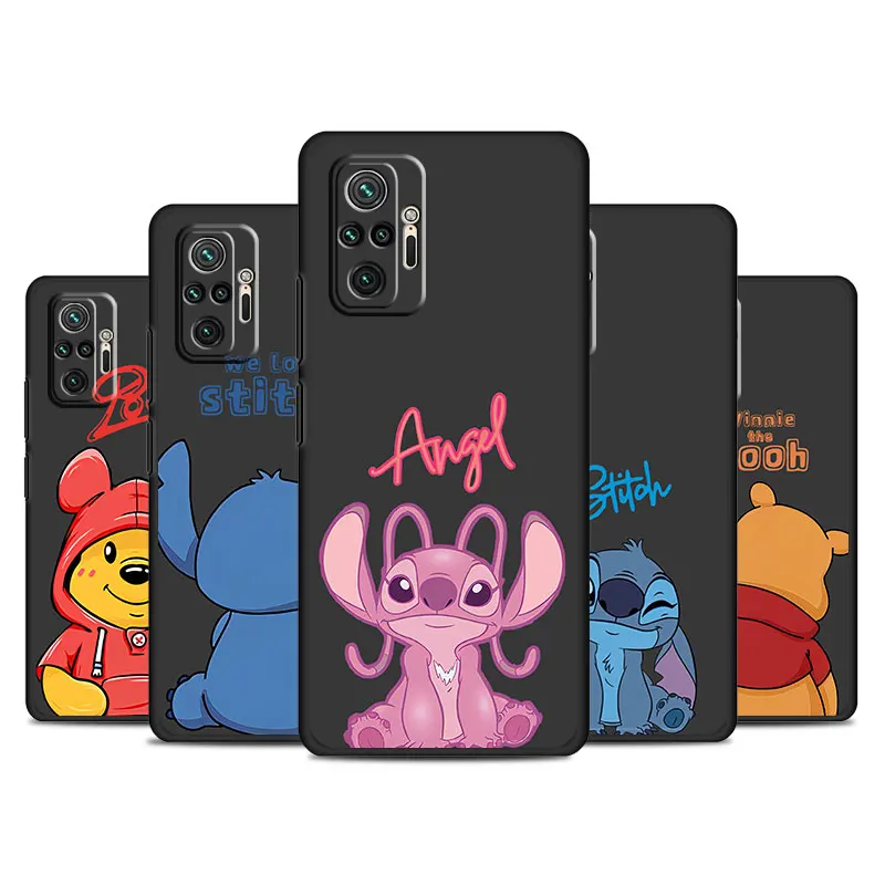 phone Cases for Xiaomi Redmi Note 9 13 case 11S 13C 10 5G 12 Pro 12S 12C 7 fundas Antiscratch cover Disney Pooh Stitch Angie Sac