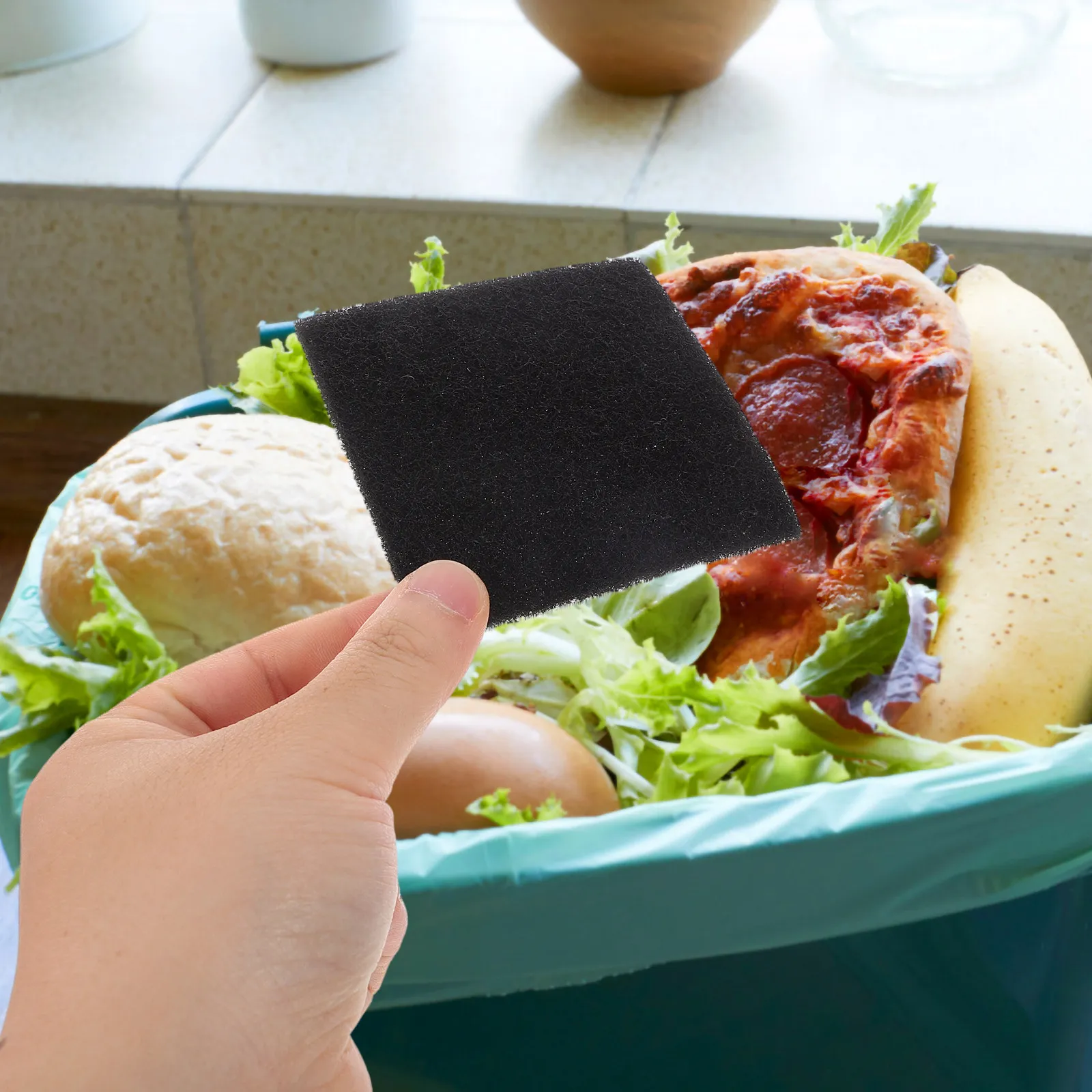 12Pcs Carbon Filter Pads Trash Can Filtration Compost Bin Filter Replacement Fresh Deodorizer Kitchen Essential
