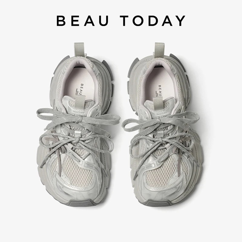 BEAUTODAY Chunky Sneakers Women Flannel Mixed Color Breathable Mesh Design Butterfly-knot Decoration Ladies Shoes Handmade 29A76