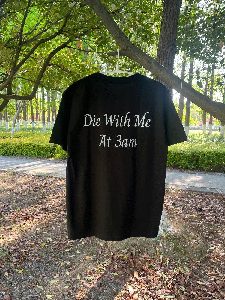 Винтажная футболка из чистого хлопка с маленьким воротником HauntedMound X Sematary 3 Am Gang для мужчин и женщин