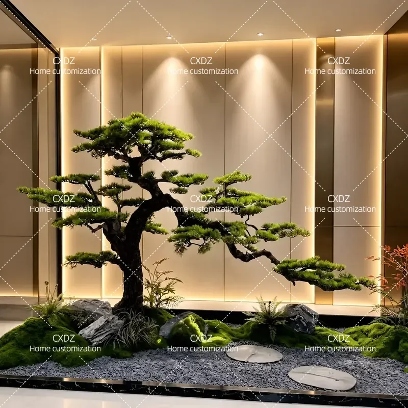 Artificial Pine Tree Fake Luo Han Song Bonsai Simulation Plant for Mall Hotel Home Office Decor Landscape Gardening Ornament