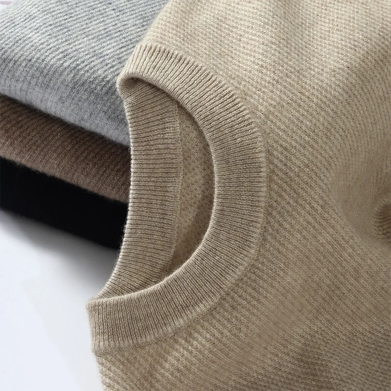

2026 Spring Autumn New 100% Cashmere Sweater Men's Round Neck Knitted Pullover Business Casual Fashion Slim Knitted Bottom Shirt