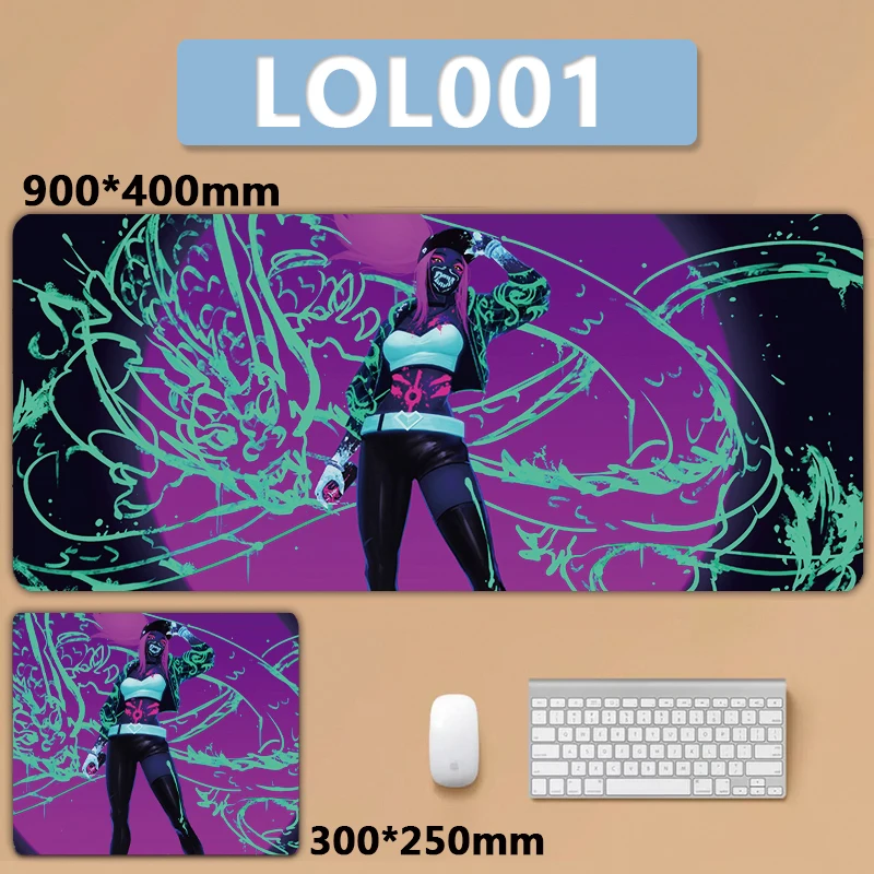 LOL League of Legends Jinx Akali Seraphine Ahri Kaisa Evelynn XXL Large Mousepad Keyboard Pad Mouse Pad