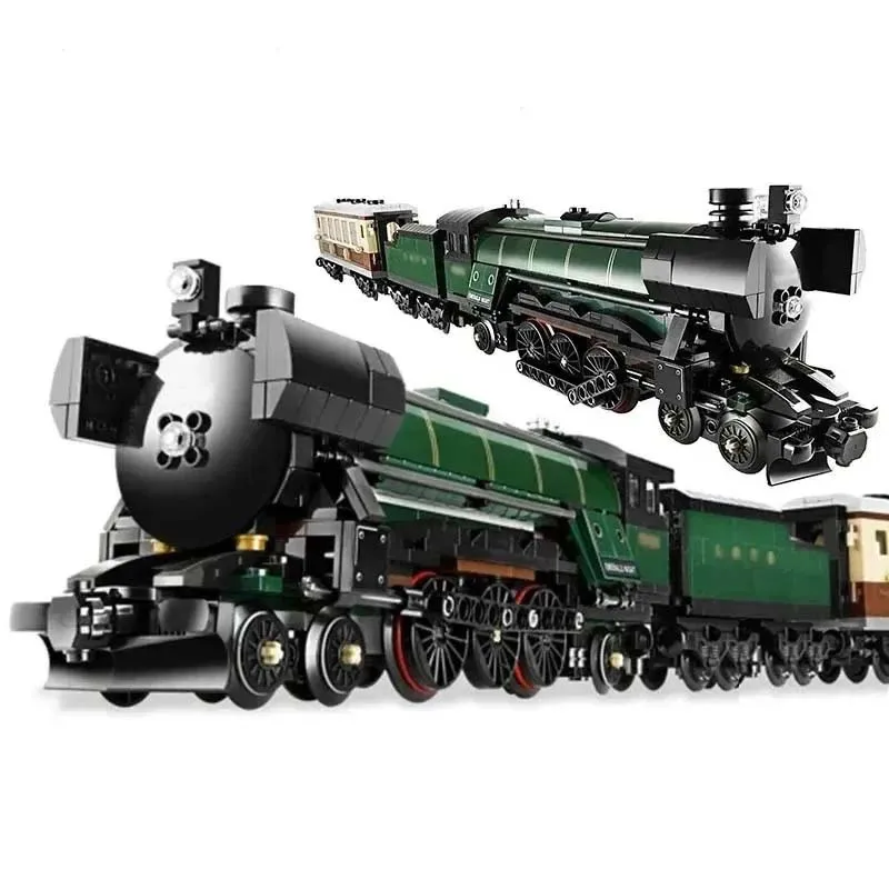 

MOC City Railway Steam Locomotive Series Emerald Night Locomotive Vintage Steam Train Building Blocks Playset Model for Kids