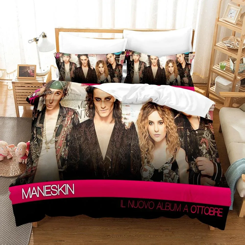 3D Printed Maneskin Rock Band Bedding Set Boys Girls Twin Queen Size Duvet Cover Pillowcase Bed Kids Adult Home Textileextile