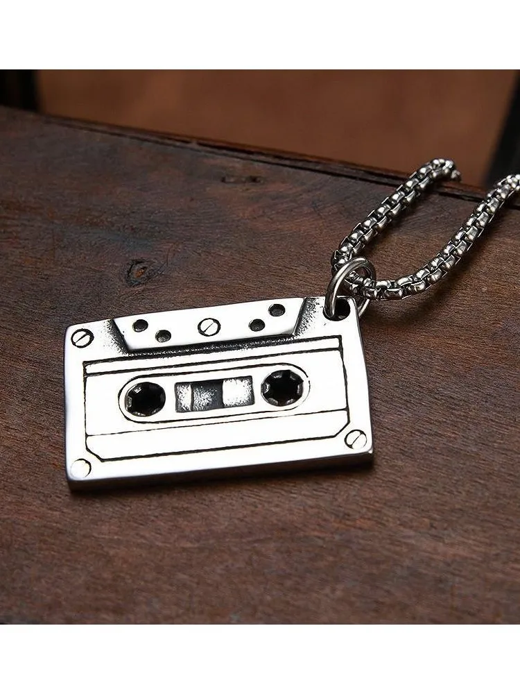 QIAMNI kaseta magnetofonowa naszyjnik Hip Hop Rock Vintage taśma magnetyczna impreza muzyczna wisiorek łańcuszkowy Choker biżuteria prezent dla mężczyzn kobiet — zdjęcie 2