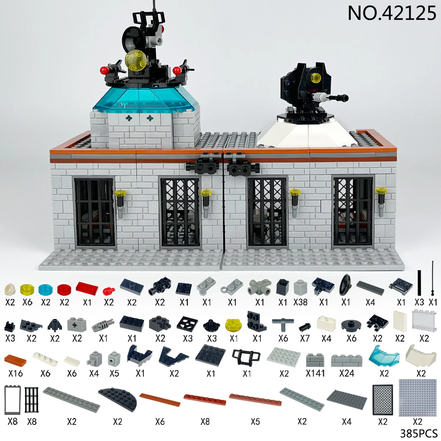 Deformable Icelandic prison house building block kit DIY Children toys weapon radar Military base