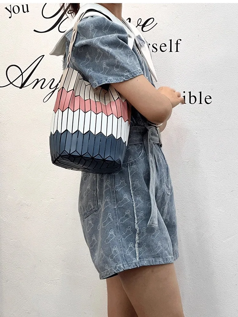

Japanese Sle Geometric Buet Bag Single oulder Commuter Tote Women's Handbag New Design Soft PU Leather Medium Size