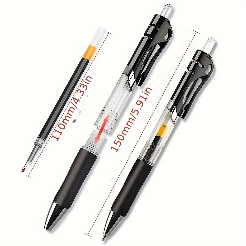 23Pcs High Quality Retractable Gel Pens Black Red Blue Ink 0.5mm Ballpoint Replaceable Refills Office School Supplies Stationery