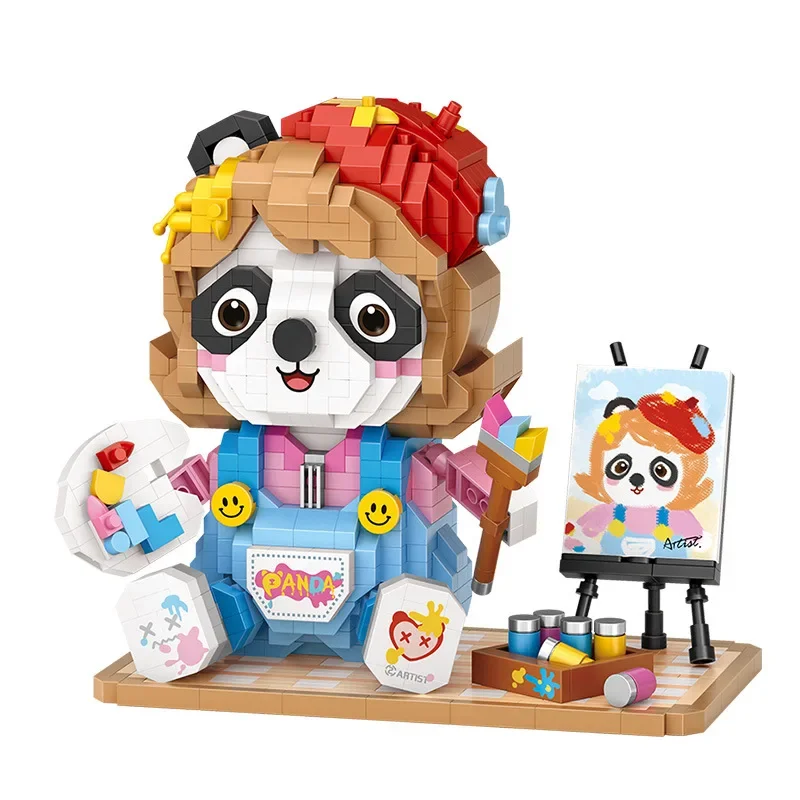 Loz Cute Panda Guitar Singer Building Blocks 8116 Rabbit Mermaid MINI Tiger Shape Family Decoration Toys for Children Girl Gifts