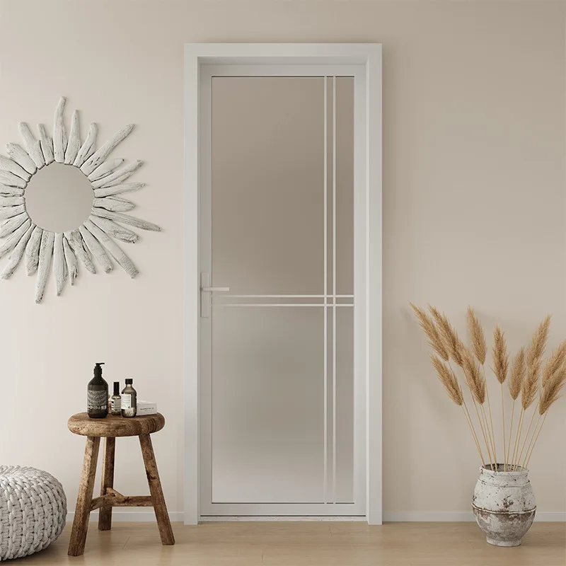 Customized extremely narrow bathroom swing door glass door toilet door kitchen aluminum alloy ultra-white glass interior enginee