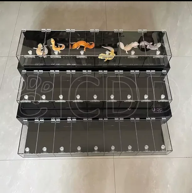 Custom 3 Shelves Table Top Acrylic Snake Gecko Reptile Display Cases With Lock Stand Reptile Expo Display For Reptile Show