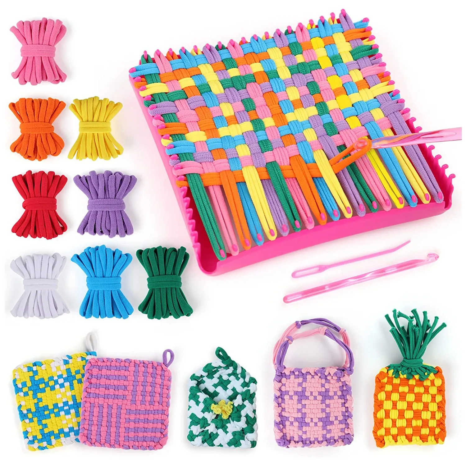 Holder Loom Weaving Loom Kit Toys Potholder Loops Crafts Knitting Crocheting Swing Kits for Kids Adults Beginners Supplies Toys