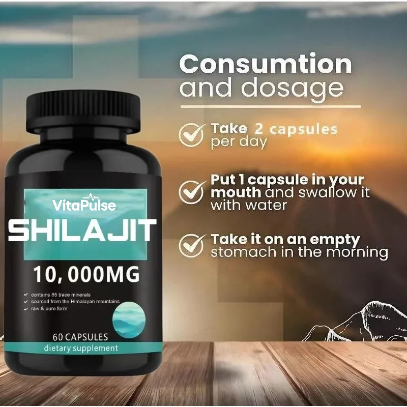 Pure Himalayan Shilajit Contains Over 85 Trace Minerals Such As Fulvic Acid, Providing Immune Support in 60 Capsules