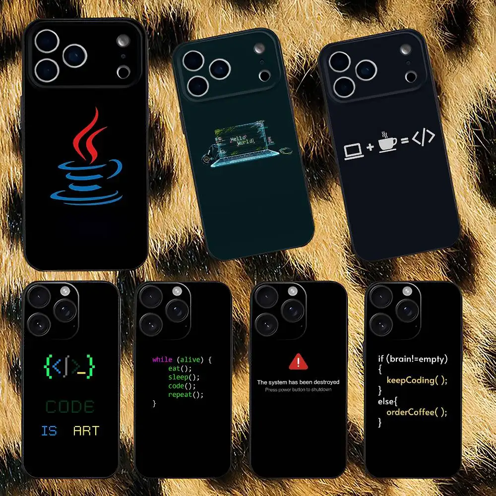 

Programming Languages Java Phone Case For iPhone 17,16,15,14,13,12,11,Pro,XS,Max,XR,Plus,E,SE4,Mini Black Soft Cover